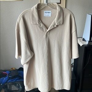Old Navy Cream Polo Shirt Relaxed Fit Casual